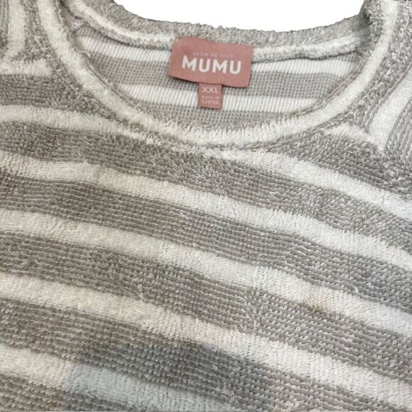 Show Me Your MuMu Sittin Around Snuggle Top Gray White Stripe Crewneck Size XXL - Picture 3 of 10